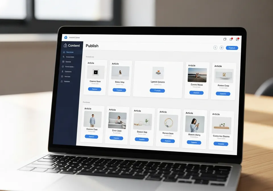 Laptop showing a content management dashboard