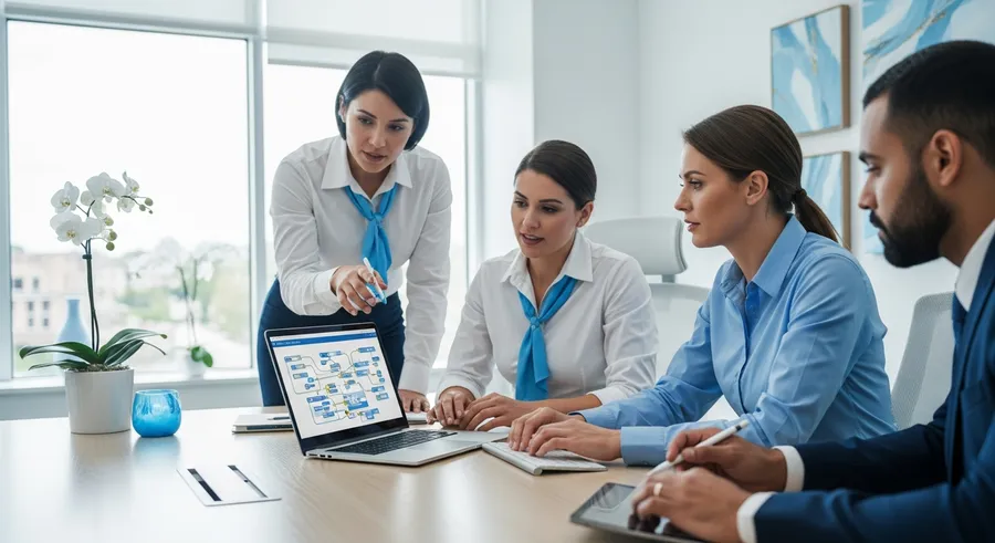 Healthcare team reviewing an operational workflow